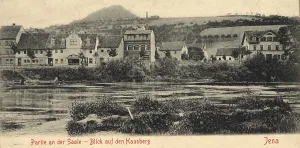 Historic postcard about 1900 Jena Germany Hausberg local mountain above the Saale river