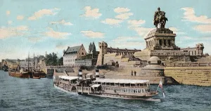 Historic postcard about 1900 Koblenz on the Rhine Deutsches Eck German Corner Germany