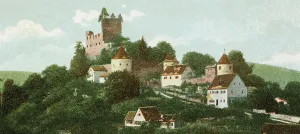 Historic postcard about 1900 Pappenheim Middle Franconia Germany with the castle