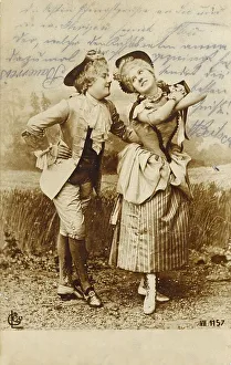 Historic postcard about 1900 young couple