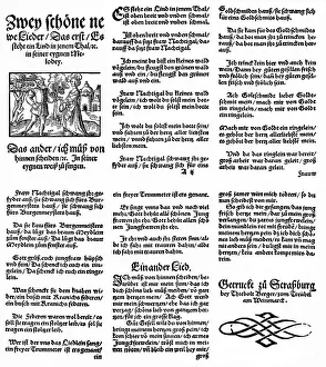 Historic print, 1560, pages from a book of folk songs