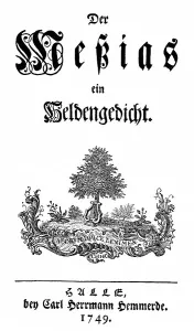 Historic print, 1749, title page of the first edition of the book Messias by Friedrich Gottlieb Klopstock