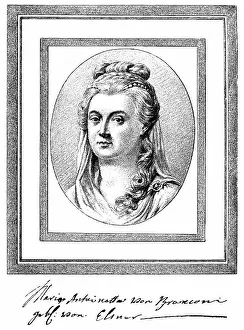 Historic print, drawing, portrait of Maria Antonia von Branconi