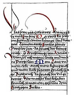 Historic print, manuscript, Ambras Book of Heroes