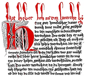 Historic print, manuscript, Der Schwabenspiegel