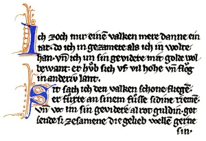 Historic print, manuscript, Der von Kuerenberg