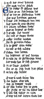 Historic print, manuscript, Hartmann von Aue