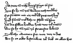 Historic print, manuscript, Middle High German epic poem