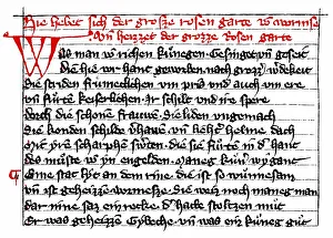 Historic print, manuscript, Middle High German epic poem