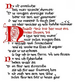Historic print, manuscript, rhyming couplet verses from Dietrich's Flight