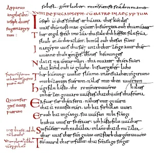 Historic print, manuscript, Vienna manuscript by Otfried von Weissenburg