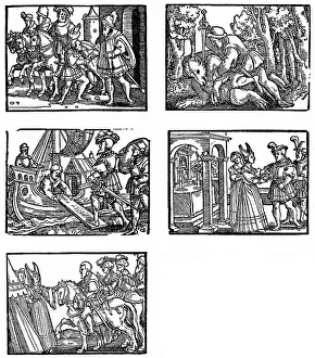 Historic print, woodcuts from 1480 and 1490 - 1552