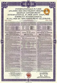 Historic security, loan note, international bond of the German Reich