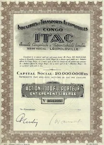 Historic security paper, colonial share certificate
