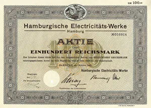 Historic share certificate, 100 reichsmarks