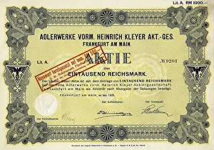 Historic share certificate, 1000 reichsmarks