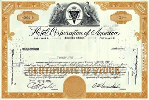 Historic share certificate, Hotel Corporation of America