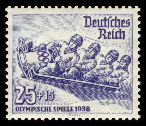 Historic stamp, German Reich, special stamp with surcharge for the 1936 Olympic Games