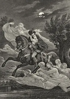 Historic steel engraving by Ferdinand Rothbart