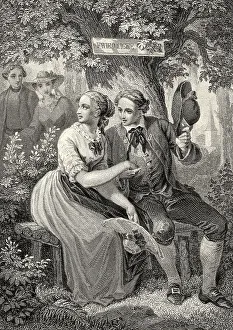 Historic steel engraving by Ferdinand Rothbart