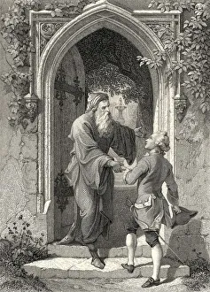 Historic steel engraving by Ferdinand Rothbart