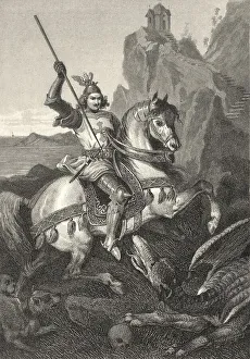 Historic steel engraving by Ferdinand Rothbart