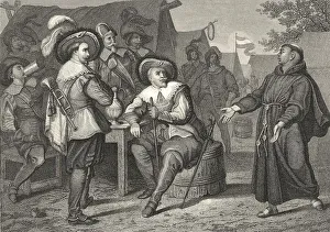 Historic steel engraving, illustration on Wallenstein's Camp