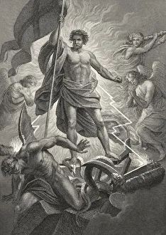 Historic steel engraving, religious scene from The Messiah