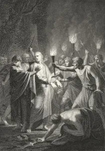 Historic steel engraving, religious scene from The Messiah