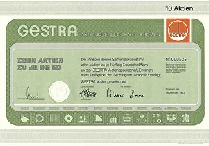 Historic stock certificate, 10 shares of 50 Deutschmarks
