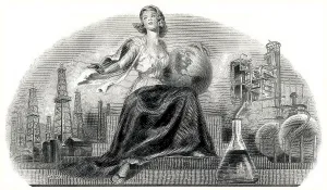 Historic stock certificate, image of a young woman holding a globe