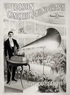 Historical advertisement for Thomas Edison's concert phonograph