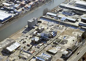 Historical aerial view of the Boehringer Werke Moorfleet 1996 in front of demolition