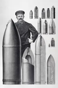 Historical armoured shells of different sizes