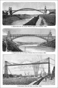 Historical bridges oft the Kiel Canal and the Puente de Vizcaya of Bilbao
