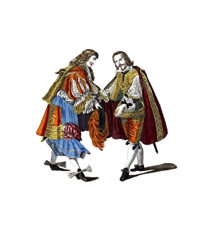Historical clothing, fashion through the ages, A conference between Louis XIV, King of France, and Philip IV, King of Spain, in 1660, digitally restored reproduction of an 18th/19th century original, exact date unknown