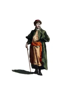 Historical clothing, fashion over the course of time, clothing of a Tatar in Kazan, which was subordinated to Russia in 1768, digitally restored reproduction of a model from the 18th/19th century, exact date unknown, man in traditional plain garb