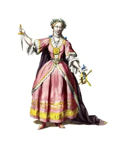 Historical clothing, fashion over the course of time, symbolic representation of Melpomene, one of the nine muses