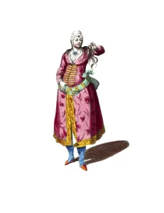 Historical clothing, fashion in the course of time, clothing of a Persian lady around 1700, Persia, digitally restored reproduction of a model from the 18th/19th century, exact date unknown, woman in elaborate traditional clothing, in a pose