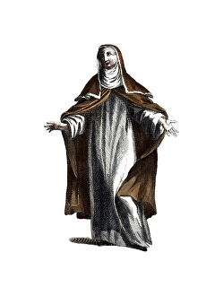 Historical clothing, fashion over time, clothing of a Jesuit nun, member of the Catholic religious order Society of Jesus, around 1760, digitally restored reproduction of a model from the 18th/19th century, exact date unknown