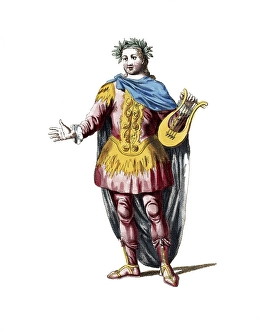 Historical clothing, fashion over time, symbolic person for Apollo, Apollo, in Greek and Roman mythology the god of light, spring, moral purity and moderation as well as prophecy and the arts