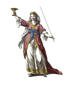 Historical clothing, fashion over time, Circe, Kirke, also Zirze, a sorceress of Greek mythology, daughter of the sun god Helios and the Okeanide Perse, digitally restored reproduction of an 18th/19th century model, exact date unknown