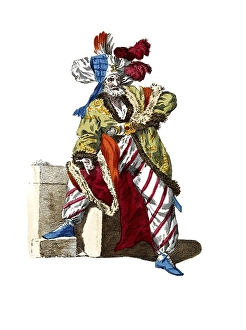 Historical clothing, fashion over time, clothing of a Bashau of Caramania, province in Asia Minor, Turkey, in 1749, digitally restored reproduction of an 18th/19th century model, exact date unknown