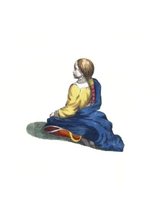 Historical clothing, fashion over time, clothing of a Coughnonaga woman, a Native American nation in North America, digitally restored reproduction of a model from the 18th/19th century, exact date unknown