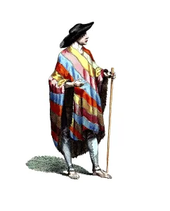 Historical clothing, fashion over time, clothing of a Spaniard from Montevideo in South America in 1764, digitally restored reproduction of an 18th/19th century model, exact date unknown