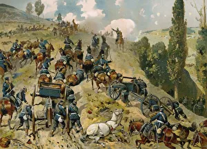 Historical drawing, Battle of Spicheren or Battle of Forbach