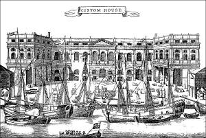 Historical drawing, the customs port of London