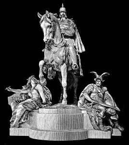 Historical drawing, equestrian statue of Emperor William I