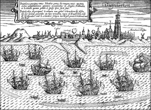 Historical drawing, the harbor of Dunkirk