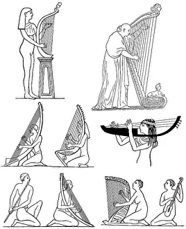 Historical drawing, musicians of antiquity